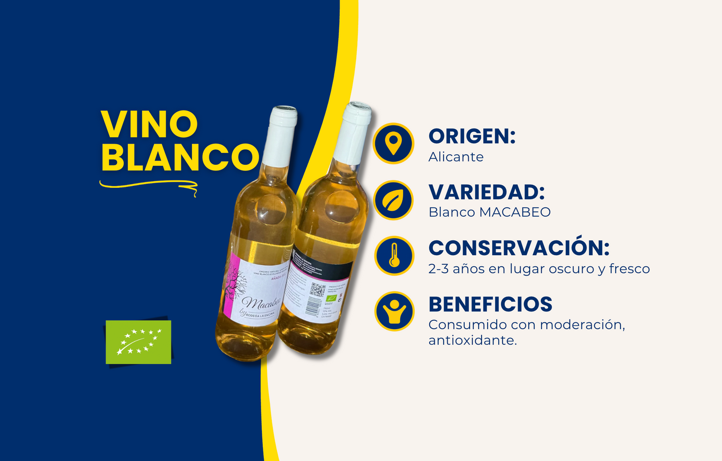 Vino Blanco Ecológico - 4 botellas