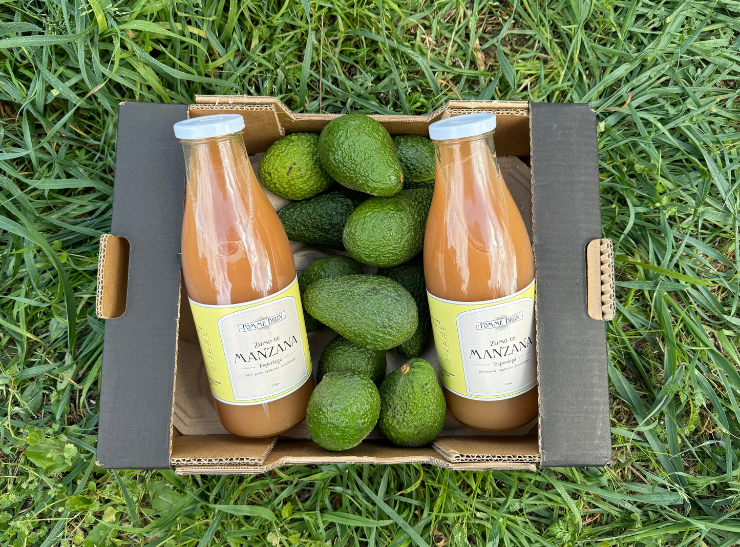 Caja de 2kg Aguacate y 2L de Zumo de Manzana