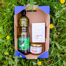 300 g traditionelles feines Quellsalz + 1 Glas in nativem Olivenöl extra eingelegte und getrocknete Kirschtomaten + 1 l natives Olivenöl extra